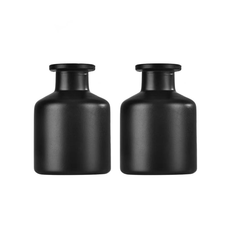 2 Pcs 50ml 1.7oz Glass Aromatherapy Diffuser Bottles Diffuser Jars Essential Oils Jar Containers Flower Bud Vases DIY Replacement Aromatherapy Diffuser Crafts Fragrance Accessories(Black)